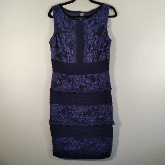 Lord & Taylor Jax Lace Panel Tiered Dress Sz 12 - Picture 1 of 15